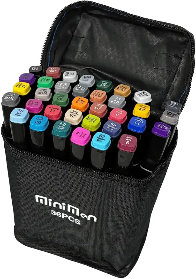 Kit 36 Canetas Touch Marker Ponta Dupla Base Álcool | Marcadores Profissionais Desenho Mangá Ilustração e Lettering | Coloridas para Adultos e Estudantes