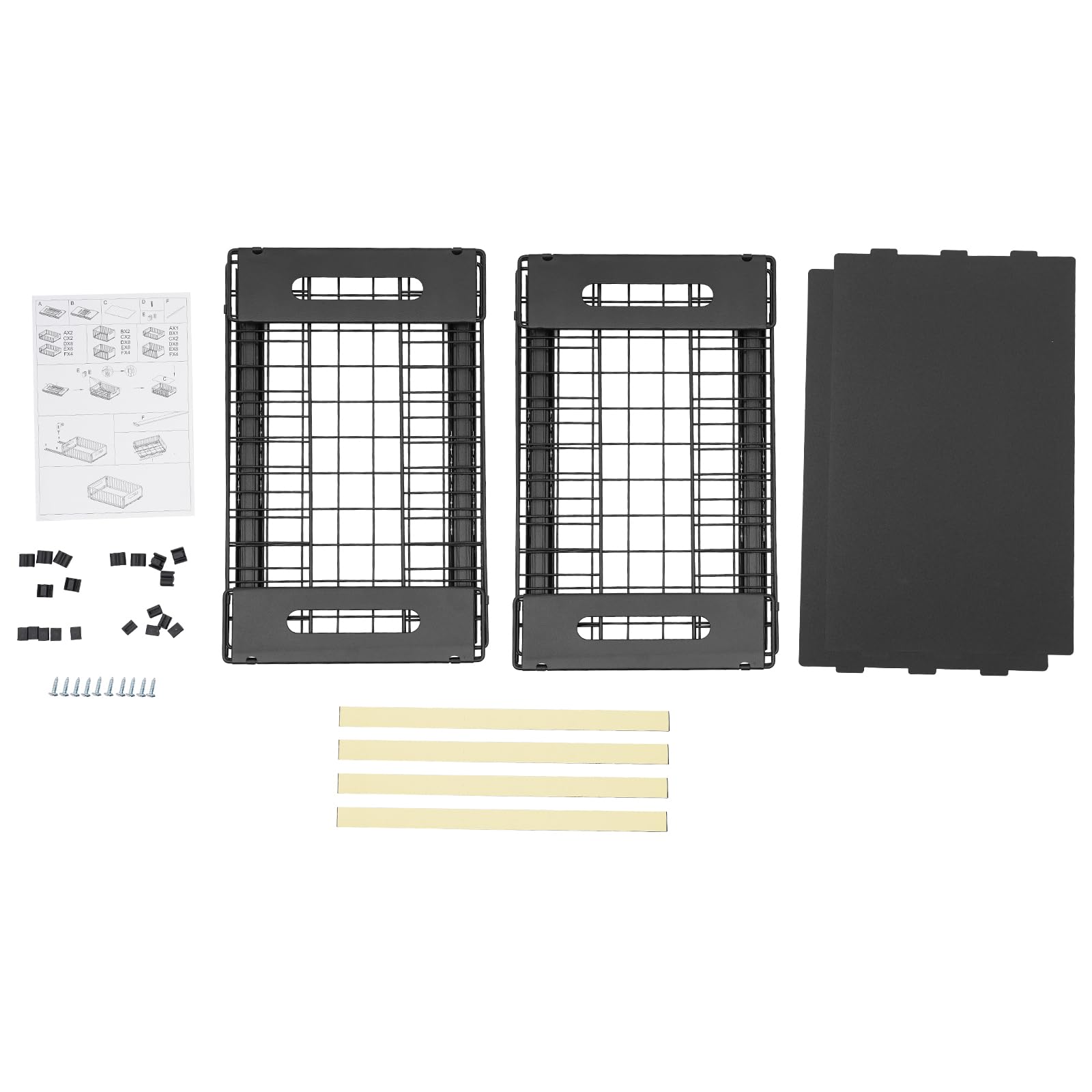 Lot de 2 tiroirs télescopiques extensibles avec rail coulissant, capacité de charge de 5 kg, pour cuisine, salle de bain, armoire, montage adhésif ou à vis, 37,5 x 24,5 cm
