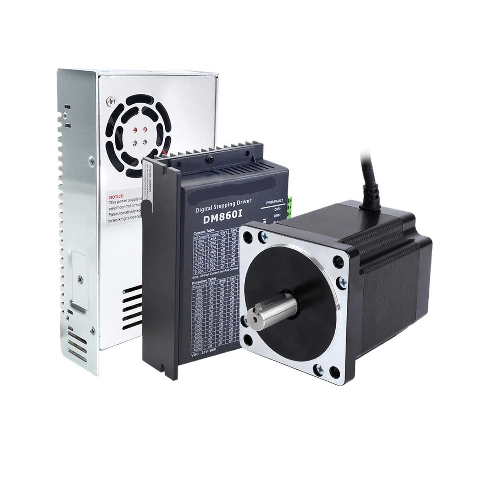 JJKKOZVQF Nema 34 Open Loop Stepper Kit 8.0Nm 6.0A 98mm Stepper Motor 4 Lead & Driver & 60V Power Supply