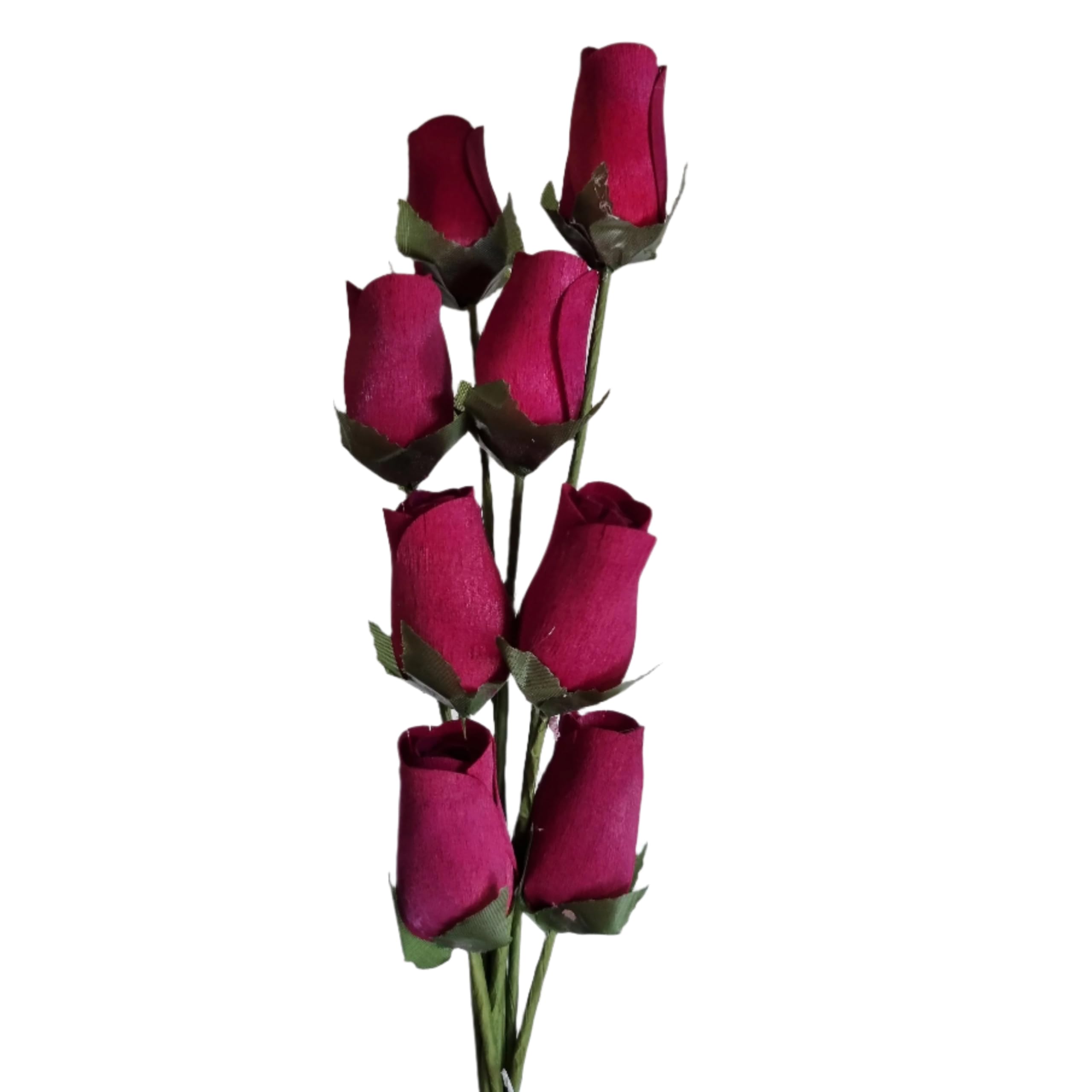 Homestreet Dark Burgundy Wooden Roses In Many Colours - 8 Single Rose Bud Stems Tied In A Bunch - Quality Small Flower Display (Dark Burgundy)
