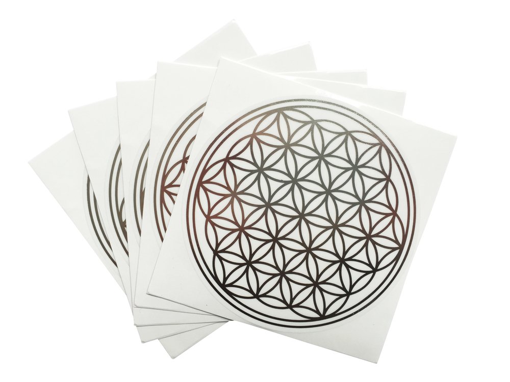 EAST-WEST Trading GmbH Flower of Life Stickers 10cm Silver Pack of 5