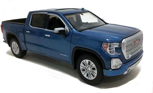 Motormax 2019 GMC Sierra 1500 Denali Crew Cab Pickup Truck Metallic Blue 1/24-1/27 Modelo de coche fundido a presión 79362, juguetes para niños y