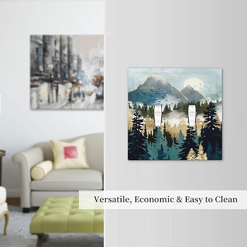 Miniatura 7 de Sghxwp Cubierta de interruptor de luz de doble palanca con diseño de bosque de montaña, estilo bohemio, diseño abstracto, puesta de sol, salida del