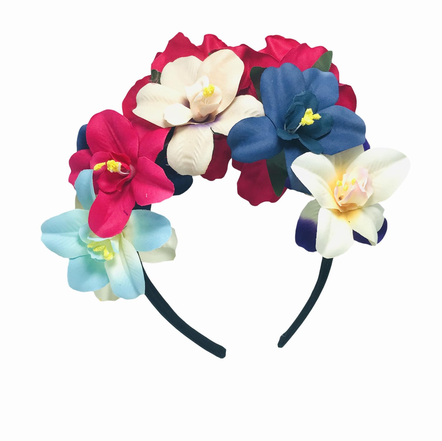Mexican Flower Crown Headband Rose Floral Headpiece for Women Halloween Cosplay Carnival Party Headdress Beach Vacation Festival Hair Accessories - Image 3