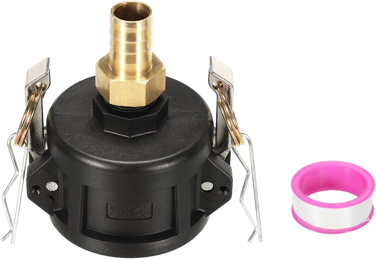 PATIKIL IBC Tote Adapter 2" Cam Lock to 20mm Brass Barb Fitting, 275-330 Gallon Drain Adapter Fitting for Tank Garden Watering Hose