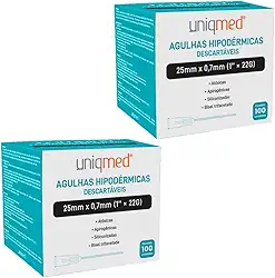 KIT 200UN AGULHA HIPODERMICA 25X0,7MM UNIQMED