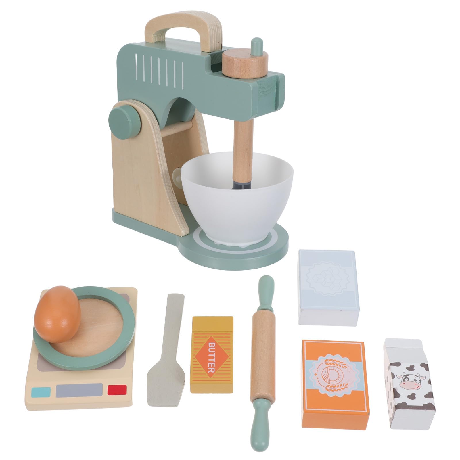 Set da Cucina Giocattolo in Legno Frullatore Manuale, Accessori Essenziali per Gioco Creativo e Ordinamento, per Gioco Immaginativo Singolo di Gruppo
