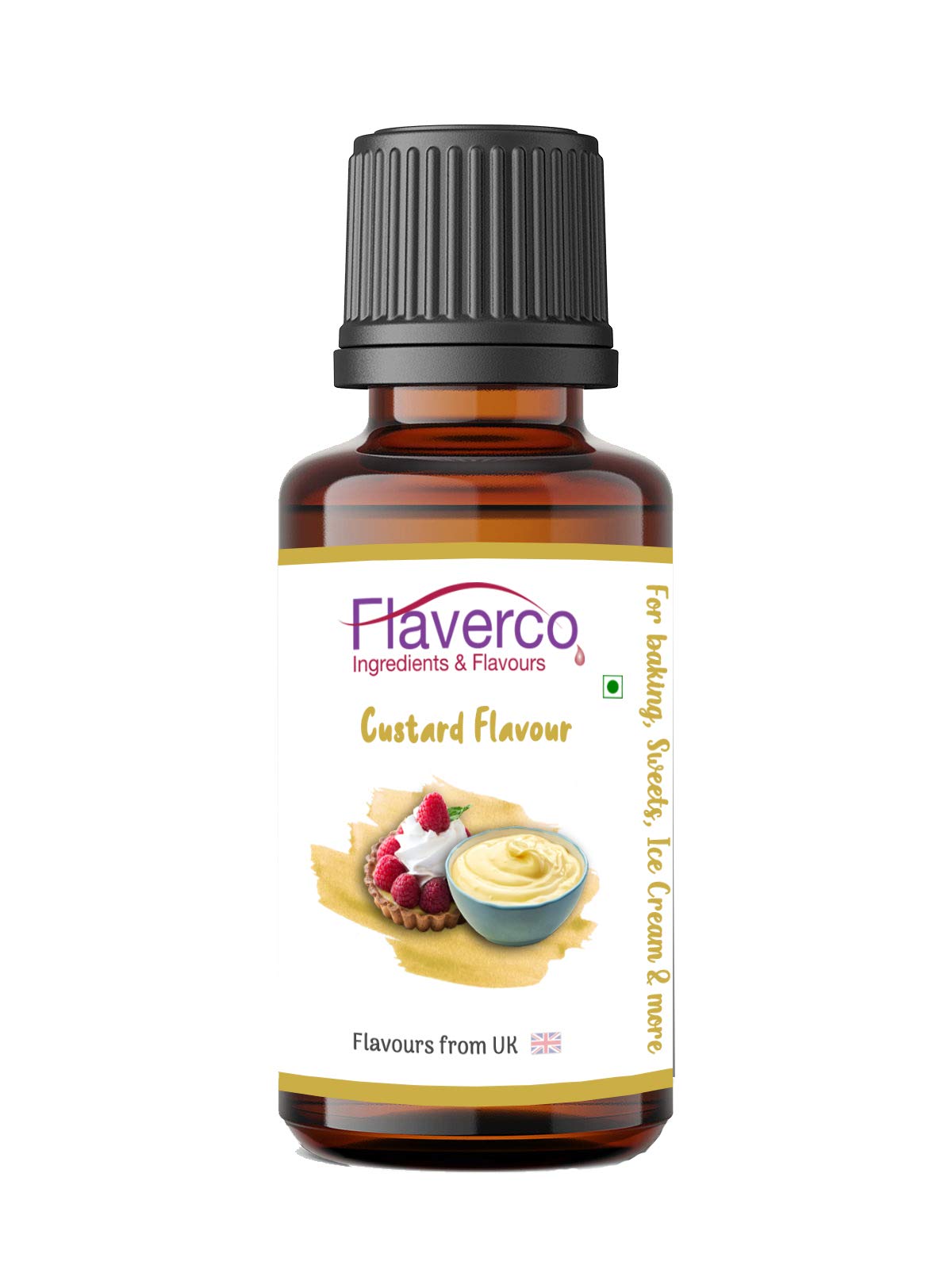 Flaverco Custard Food Flavour Essence for Baking Cake, Chocolates, Indian Sweets, Ice Cream (30 ml)