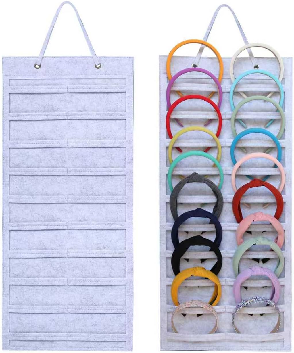 SMUK Hanging Headband Holder Organizer for Girls, Wall-mount Headband Storage Display for Women, Head Band Hair Accessories Organizer On Wall, Door, Wardrobe