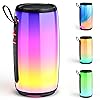 JAUYXIAN D21-Portable Bluetooth Speaker, Wireless Waterproof Speaker with Colorful Lights, Support TWS/TF Card/USB/AUX, Loud HD Stereo Sound, Robust Bass, Lightweight for Party/Outdoor/Camping