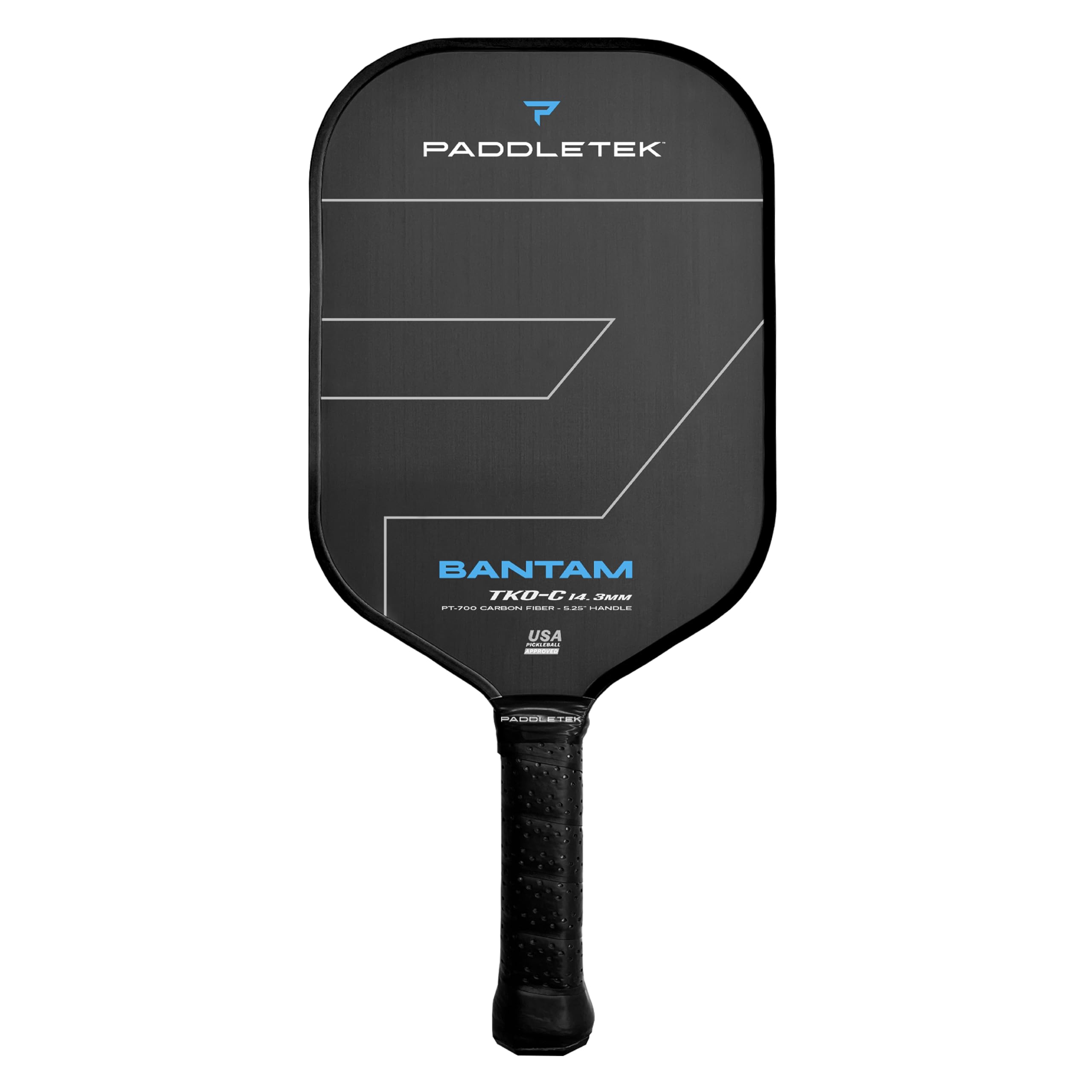 PaddletekBantam TKO-C 14.3mm Pickleball Paddles with Polymer Honeycomb Core - Unidirectional Carbon Fiber – Torsional Weighting & High Tack Performance Grip - USAPA Approved - 5.25 Inch Handle