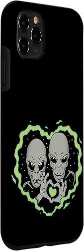 Vista 27 de iPhone 13 Pro Alien Funny Cute UFO Aliens Love Heart Case