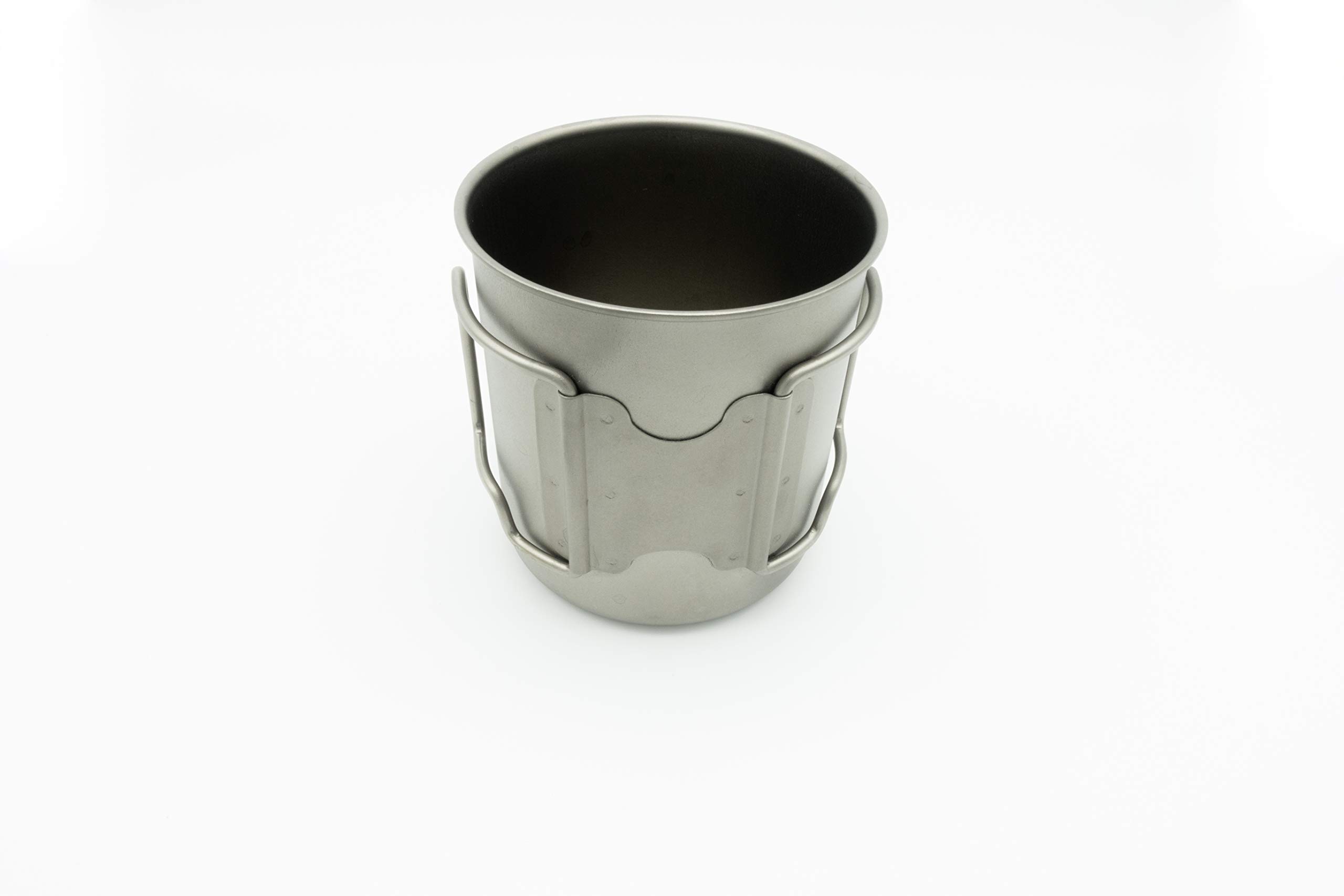 Taza de titanio de 420 ml, para exteriores, vajilla de camping, taza de titanio con tapa y cuchara, el peso ligero perfecto para la cocina de camping