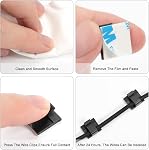 100 pcs clips de câble, clips de gestion de câble adhésifs, supports de fil, crochets organisateurs de câble pour bureau, mur, voiture, TV, câble Ethernet (Noir)