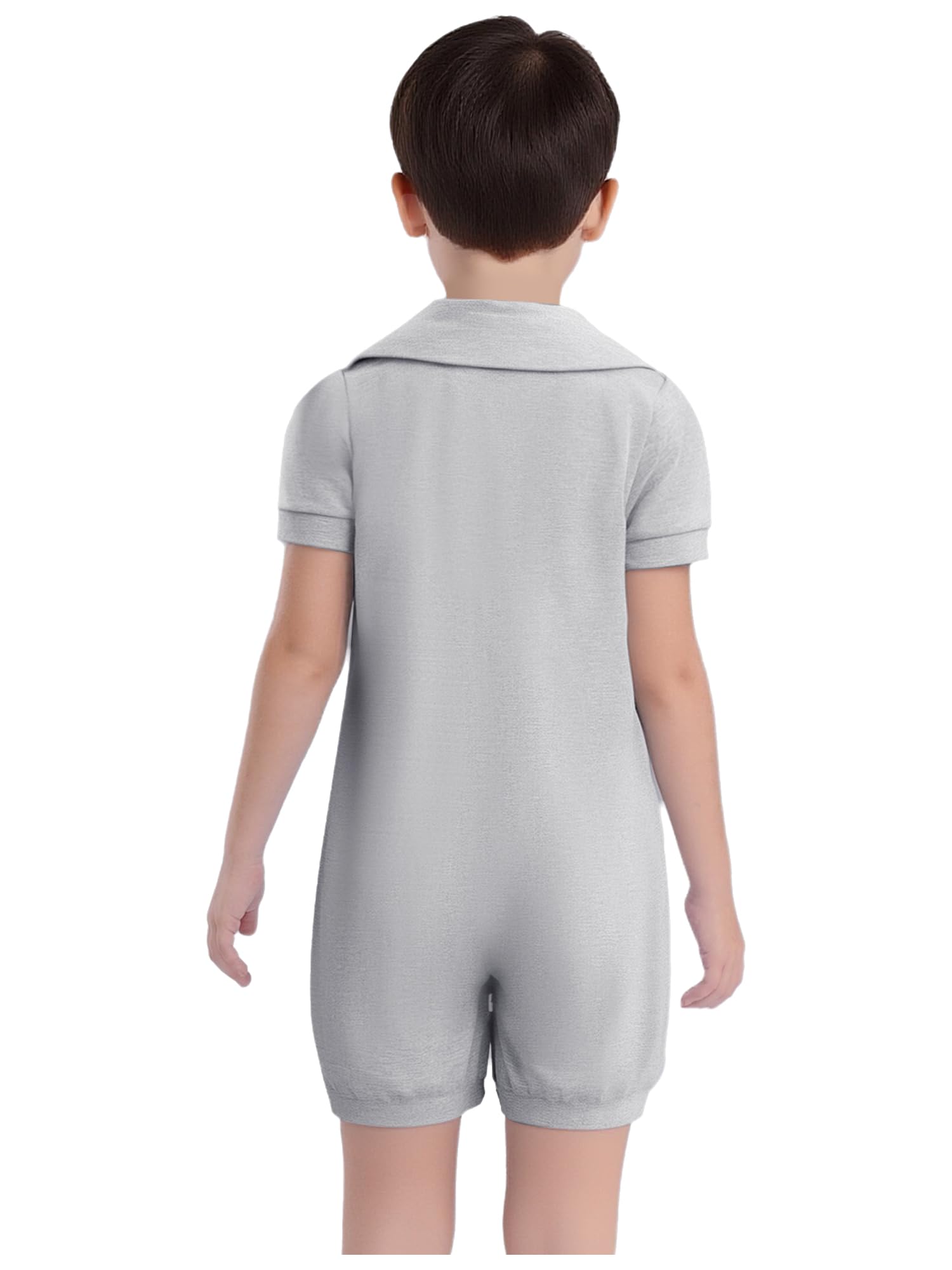 Linjinx Kinder Jungen Mädchen Besondere Bedürfnisse Adaptive Kleidung Umlegekragen Kurzarm Jumpsuit Bodysuit Strampler