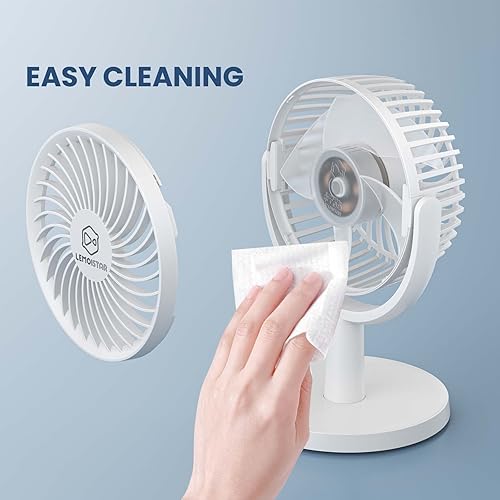 Vista 25 de Shinebella Ventilador de escritorio pequeño de 4 velocidades con fuerte flujo de aire, mini ventilador USB portátil personal, silencioso, rotación