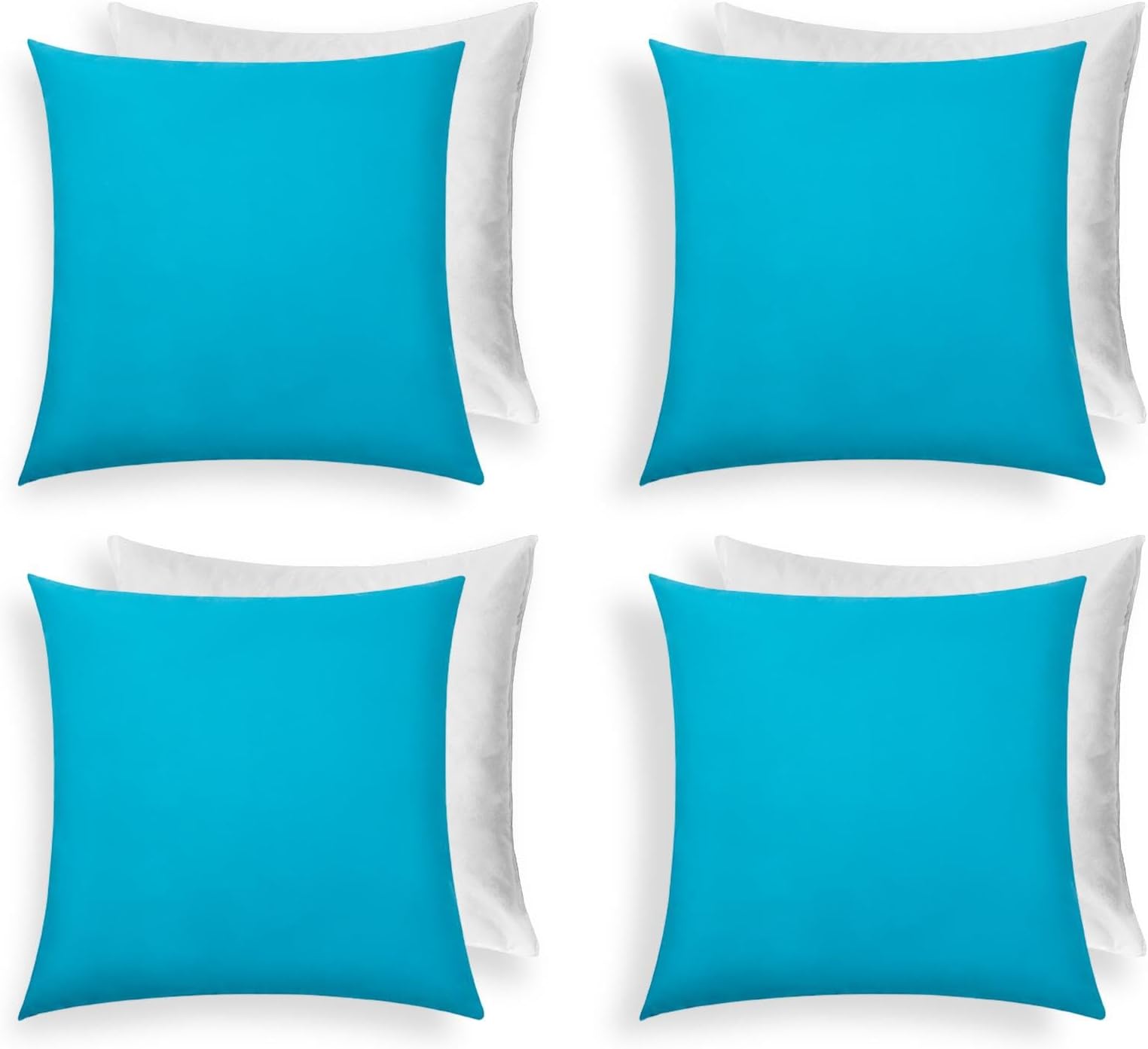 Brentfords Outdoor Filled Cushions With Covers Included, Outdoor Garden Furniture Pillows Super Soft Comfy Cushion Pads with Covers 4 Pack, Sea Blue-45x45cm