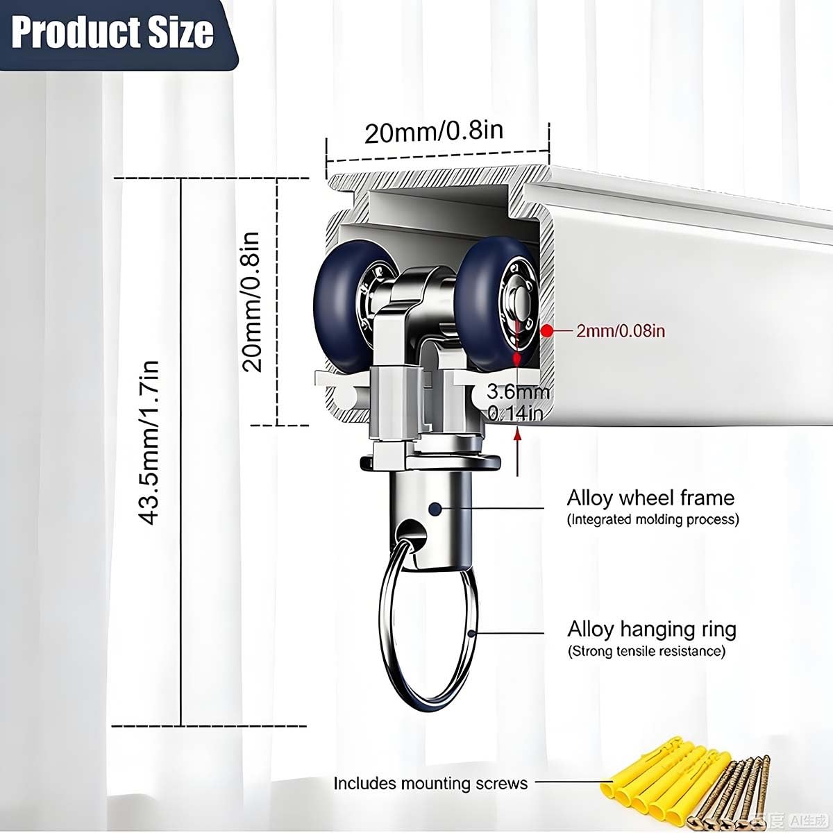 Juego de rieles de cortina de aluminio de 1 m, 2 m, 3 m, 5 m, riel único con rodillo, funcionamiento silencioso, montado en la parte superior para sala de estar, fácil de instalar, deslizamiento suave