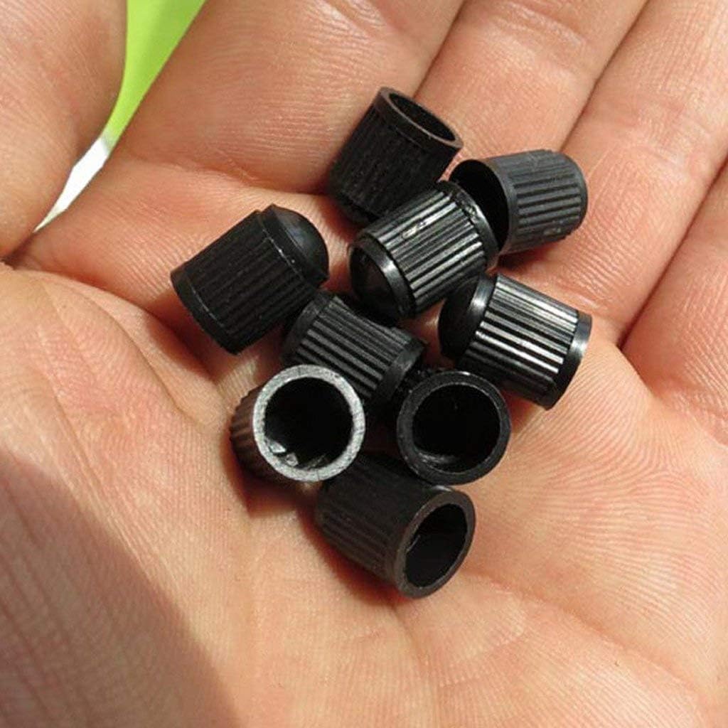 Set Of 4 Black Long Reach Tyre Valve Dust Caps - Fit Car, Bike, Van, Tractor