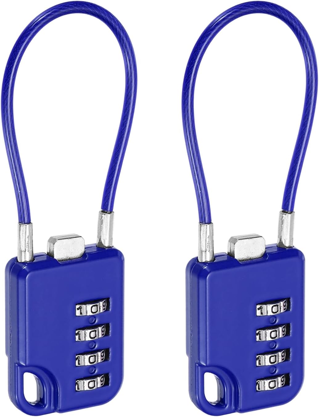 PATIKIL Combination Padlock (5.3 Inch, Dark Blue) (2 Pcs), 4-Digit Combo Padlock Luggage Locks with Coated Steel Wire Rope, Suit for Gym Locker/Fence/Storage/Backpack/Toolbox/Cabinets
