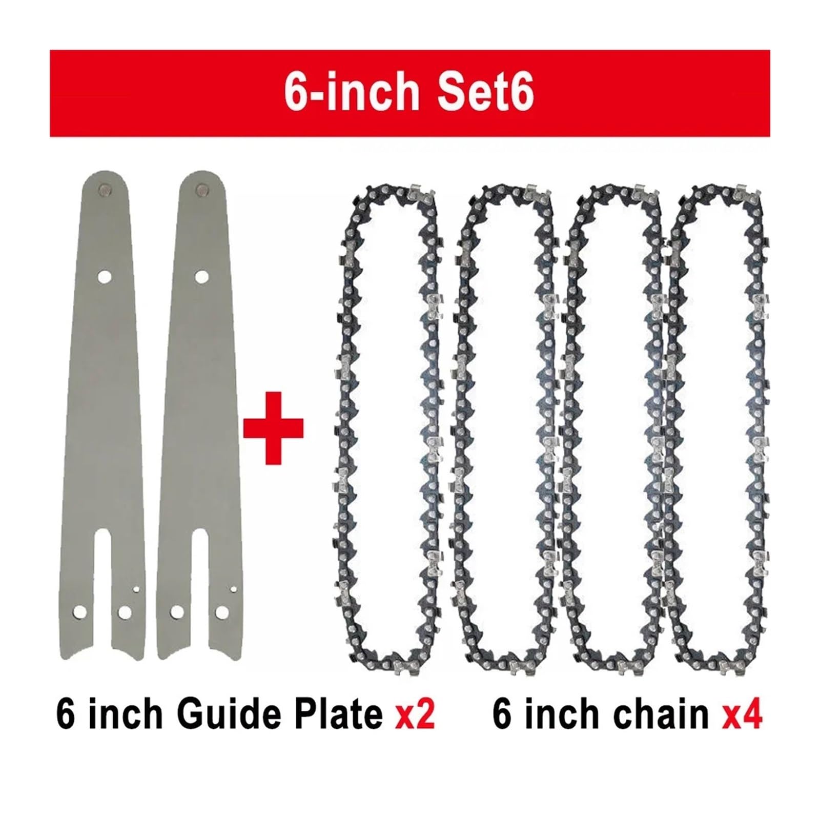 Juego de Cadena y Placa guía de 6 Pulgadas 1/4LP.043 37DL for Mini Motosierra, Repuesto de Cadena de Sierra eléctrica inalámbrica, Cadenas for Cortar Madera