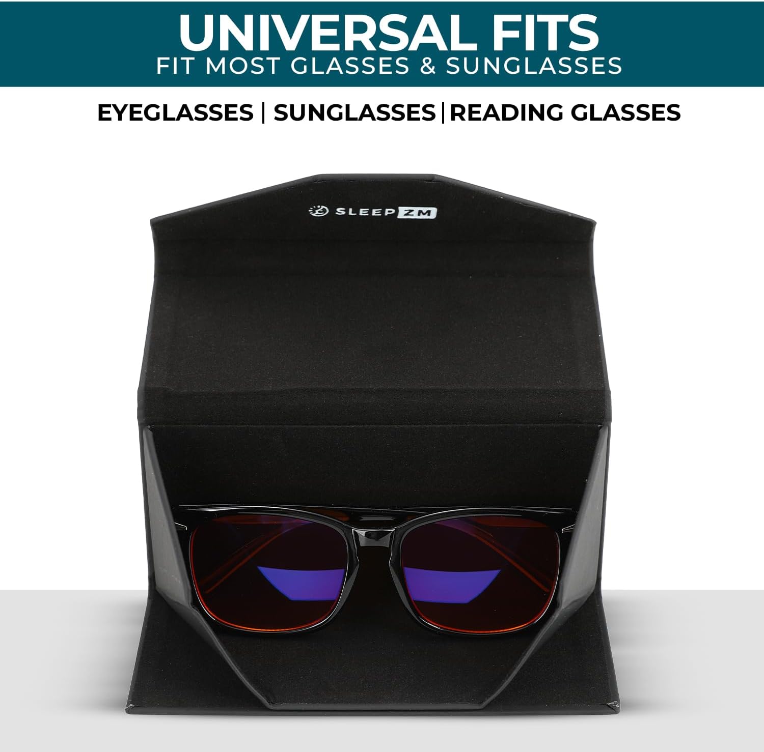 Sleep ZM Premium Matte Black Silk-Finished Foldable Eyeglass Case Specially Designed to Protect Blue Light Glasses