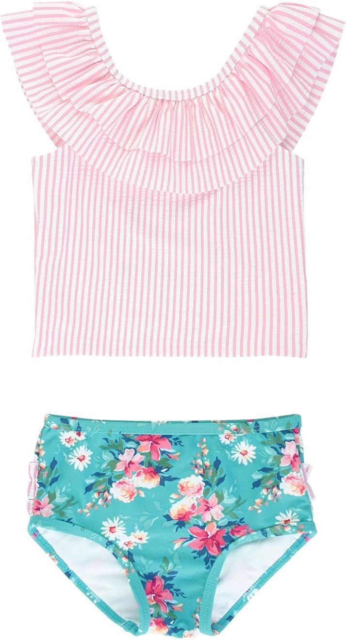 RuffleButts® Baby/Toddler Girls Cropped Peplum Tankini 2 Piece Swimsuit w/Ruffles: Clothing, Shoes & Jewelry