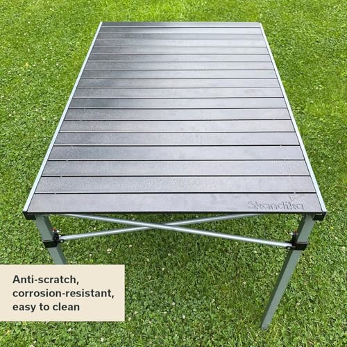 Skandika Maikku Aluminium Folding Table, Aluminium Camping Table for 6 People, 80 kg Load Capacity, 107 x 70 x 70 cm, Waterproof, Foldable, Lightweight, Rollable Table Top, Folding Table for Garden, - Image 6