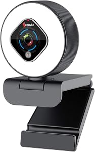 Streaming 1080P Webcam with Ring Light and Dual Microphone, Web cam with 5 Level Digital Zoom,Advanced Autofocus, Adjustable Brightness, Angetube 962 USB FHD Web Camera for Gaming Xbox Google Meet