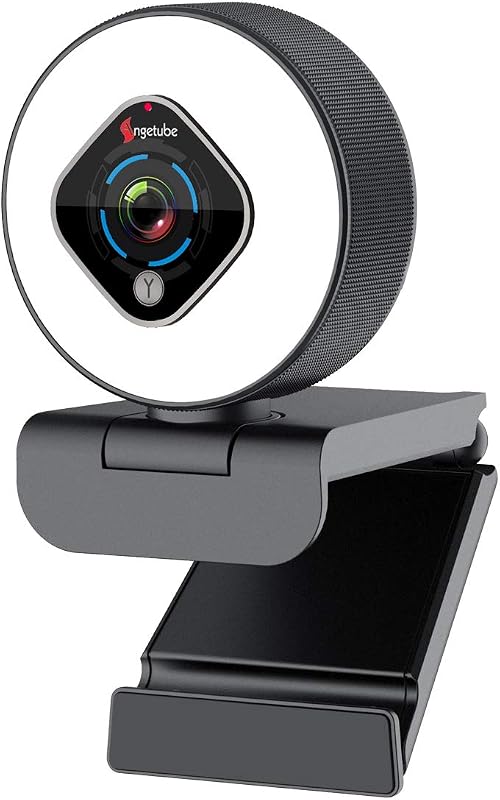 Cámara web de transmisión 1080P con anillo de luz, cámara web FHD con zoom digital | Zoom digital 5X, enfoque automático, 2 micrófonos, cámara web USB para computadora de escritorio, PC, portátil, Mac, para juegos, Google Meet