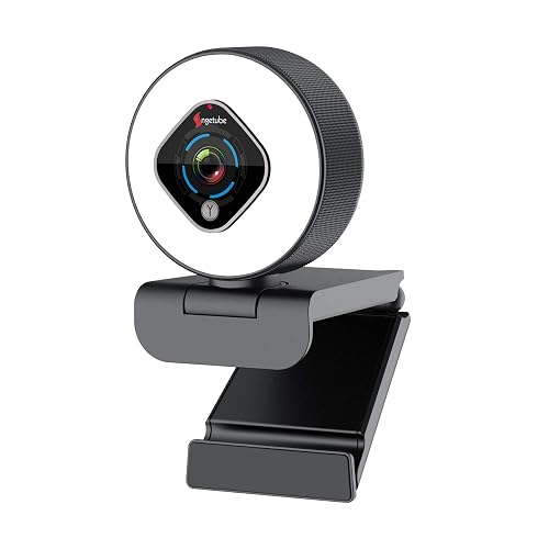 Angetube Streaming Webcam 1080P w/Ring Light, FHD Web Cam w/Digital Zoom | 5X Digital Zoom, AutoFocus, 2 Microphones, USB Computer Web Camera for Desktop Computer PC Laptop Mac, for Gaming Google Meet