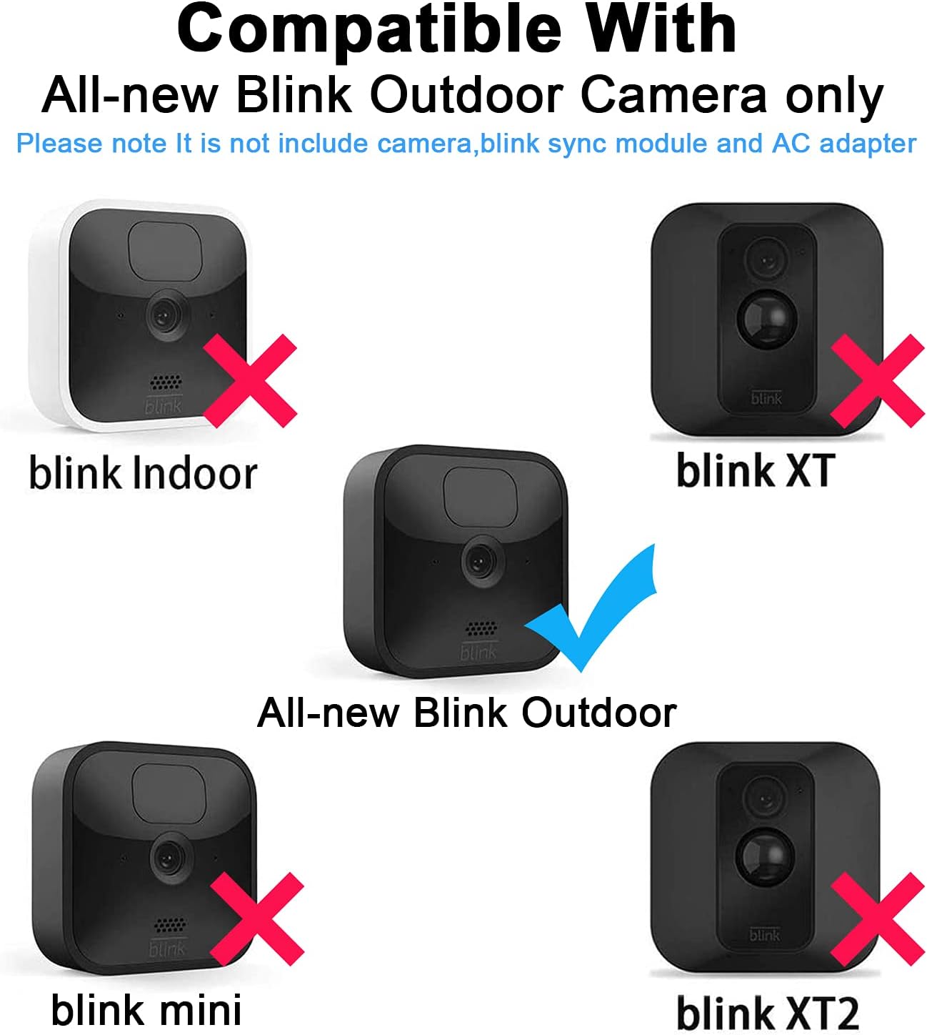 5 Pack Blink Outdoor Camera Wall Mount with Vinyl Siding Mounting Bracket, Weatherproof Protective Housing,360 Degree Adjustable Mount with Blink Sync Module 2 Outlet Mount for Blink Outdoor Camera