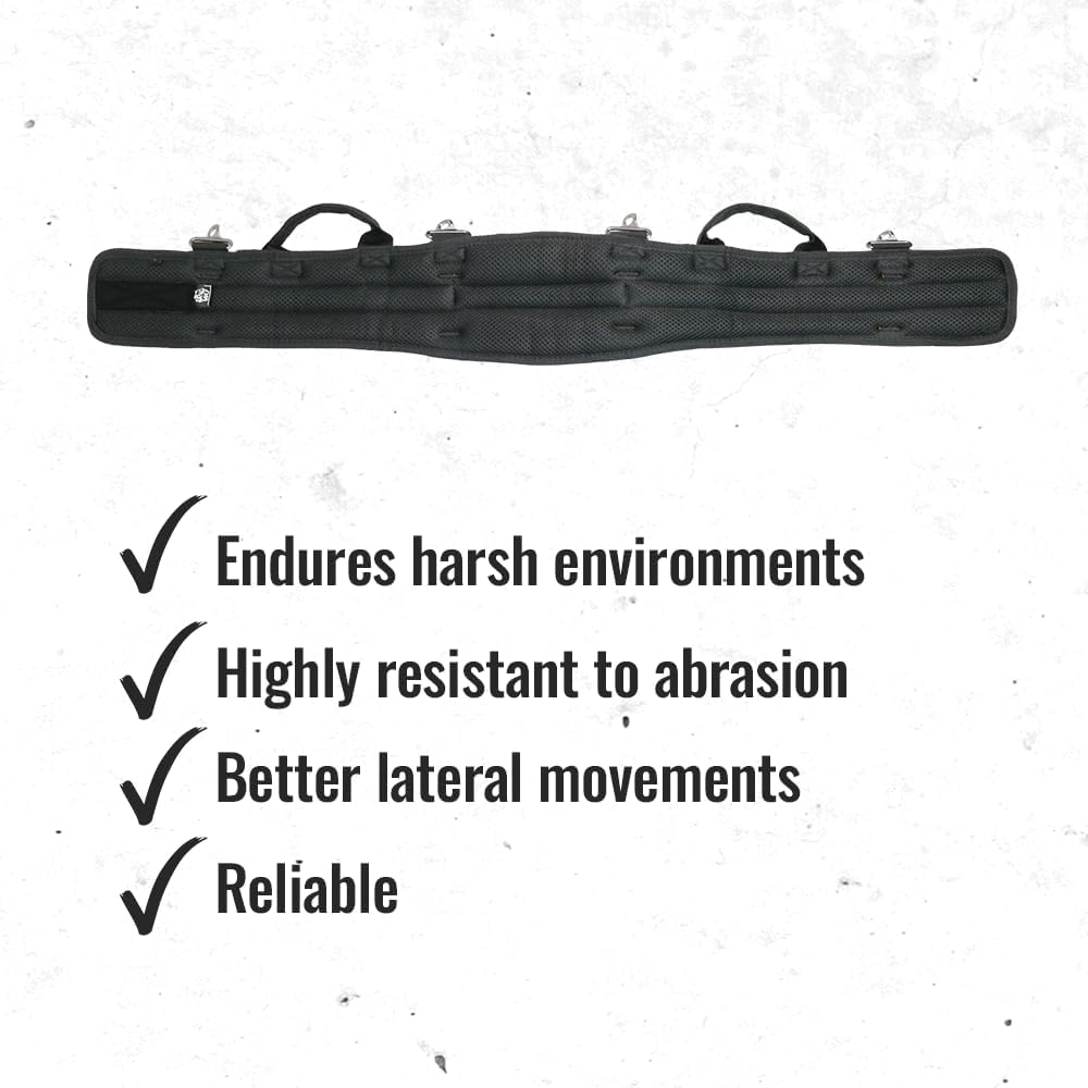 WOLF WTH2110 Heavy-Duty Ballistic Padded Tool Work Belt | Compatible w/Pouches, Holsters & 4-Point Suspenders | Body Waist Comfort Lightweight Breathable | Contractors Handyman | Tongue Buckle - Image 4