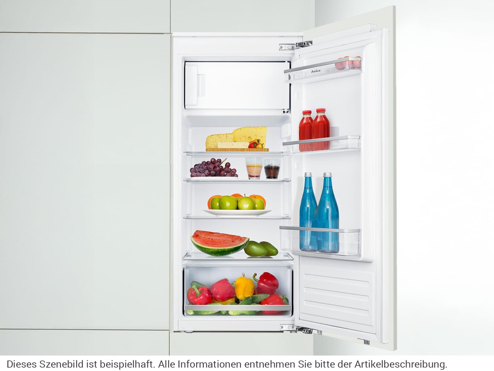 Amica Einbau Kühlschrank 179 L 122,1x54x54 cm EKSX 362 231 | 1220 mm Nische, 163 L Kühlteil, 16 L Gefrierteil, Festtür-Technik, Inverter Kompressor, Tür-Offen-Alarm