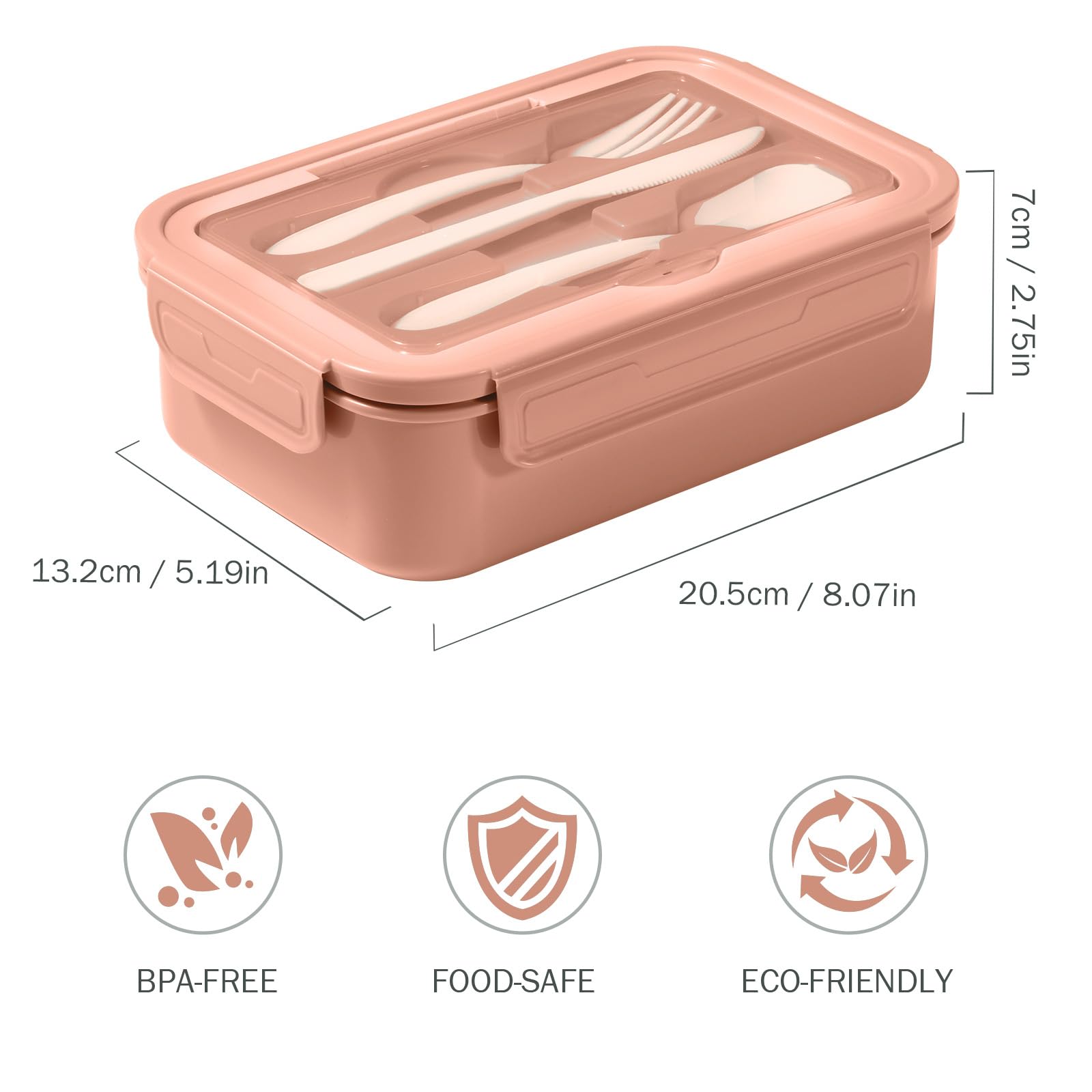 Diboniur Pojemnik na lunch, pudełko na lunch ze sztućcami, 1400 ml, pudełko bento z 3 przegródkami, pojemnik na lunch, biuro, kuchenka mikrofalowa, kolor różowy