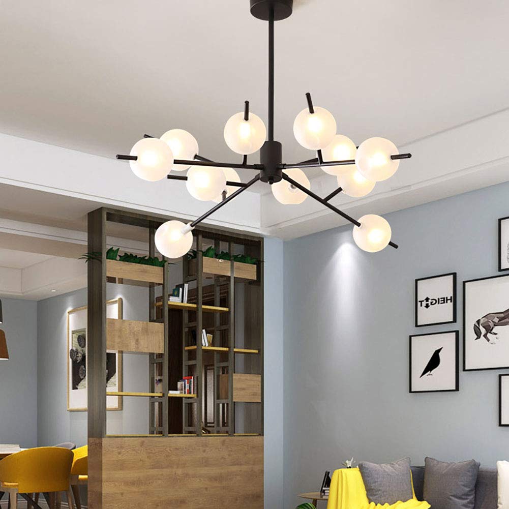 Prosta atmosfera oddziałów żyrandole magicznej fasoli, jadalnia w domu salon, żyrandole postmodernistyczne G9 Nordic-czarne. 15 głów