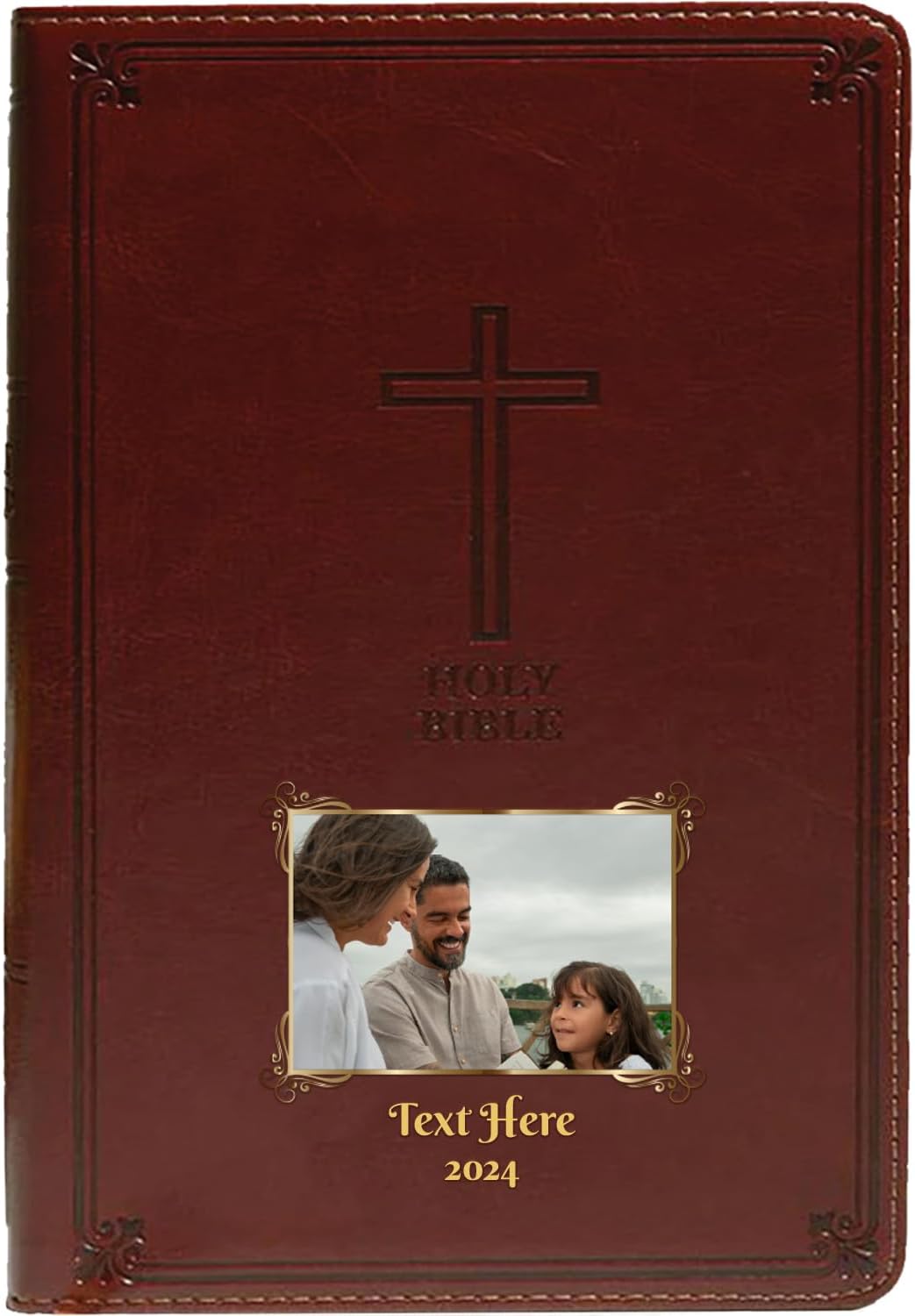 Printualist Personalized Gift Bible Custom Photo & Text, KJV, Auburn, King James Version, Red Letter Edition, Comfort Print, Faux Leather