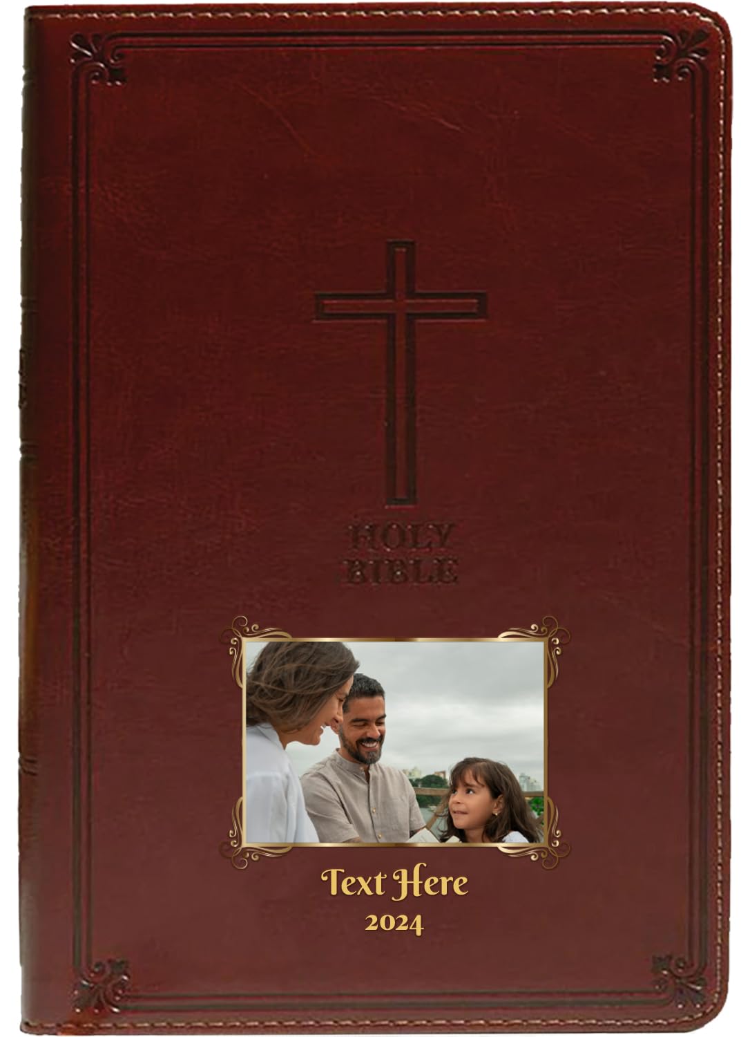 Printualist Personalized Gift Bible Custom Photo & Text, KJV, Auburn, King James Version, Red Letter Edition, Comfort Print, Faux Leather