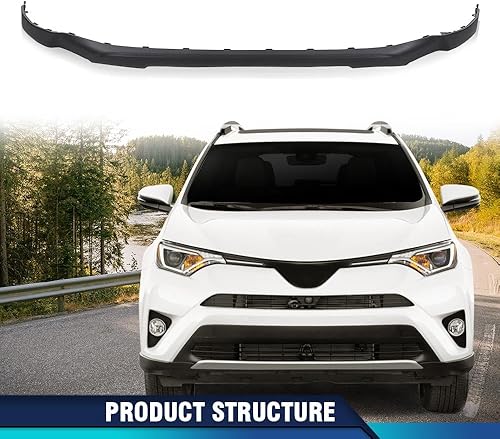 Miniatura 9 de PIT66 Conjunto de cubierta de cenefa de parachoques delantero inferior, compatible con Toyota Rav4 LE 2016 2017 2018 TO1095207, 524110R060, negro