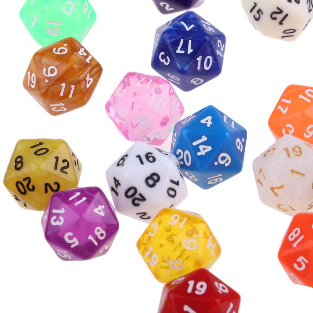 Lot de 5 dés polyédriques D20 pour jeu TRPG Donjons et Dragons Couleur aléatoire