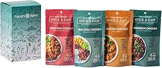 Savory Spice Winner, Winner, Chicken Dinner Collection (4-Pack, 13.6 oz) - Chicken Seasoning Packets & Marinades Variety Gift Set - Bourbon, Butter, Huli Huli & Kung Pao - Easy Weeknight Dinners & Meal Prep - MSG-Free, Nut-Free