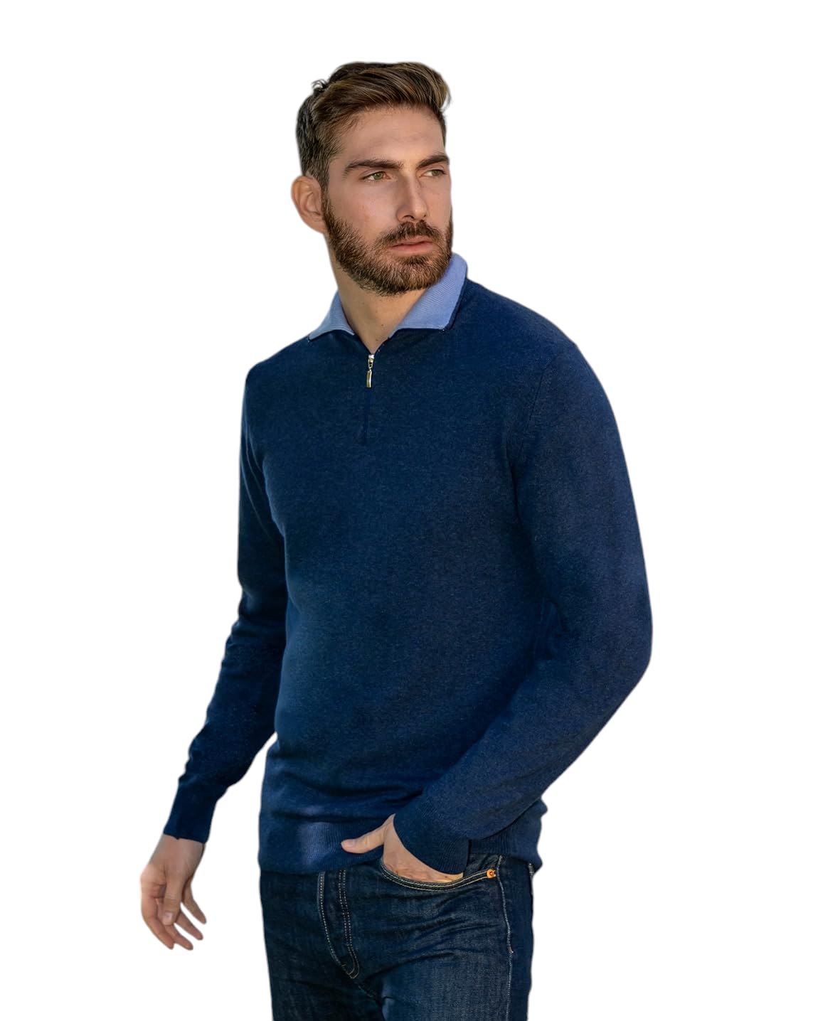 Marenza Lupetto Zip Uomo Misto Cashmere Seta Made in Italy