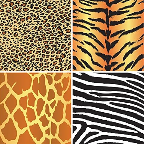 FOUR 12" x 12" Blinggasm Vinyl Sheets Set, Leopard, Tiger, Zebra, Giraffe Animal Pattern Outdoor Vinyl 009 Cover