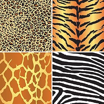 FOUR 12" x 12" Blinggasm Vinyl Sheets Set, Leopard, Tiger, Zebra, Giraffe Animal Pattern Outdoor Vinyl 009