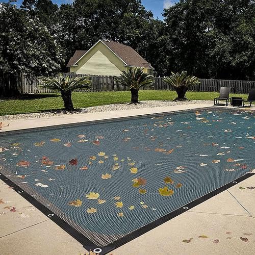 Filet de Protection Piscine Rectangulaire, 5x10m, Anti Feuilles & Anti-déchirure, Bâche de Protection Piscine Enterrée et Hors-Sol, Bâche D'hivernage,...