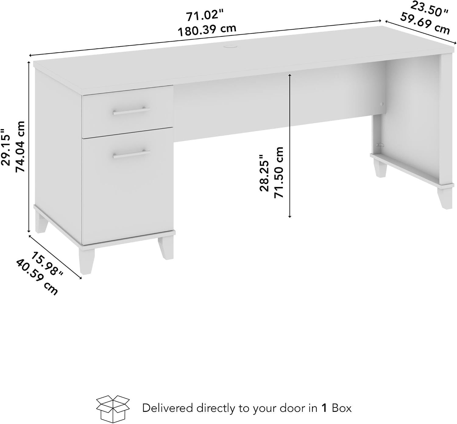 Bush Home 72-inch Home Office Desk with Drawers, Large Computer Table for Personal Workspace, Somerset Collection, Mocha Cherry