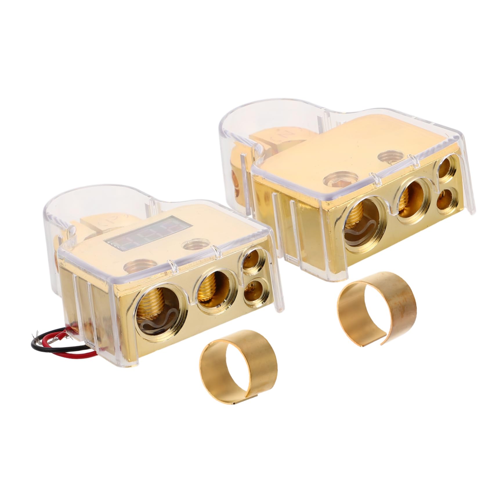 CHILDWEET Connecteur de Borne de Batterie Automobile avec Voltmètre Numérique, Alliage de Zinc, Installation Facile, pour Voiture, Bateau et Camping-