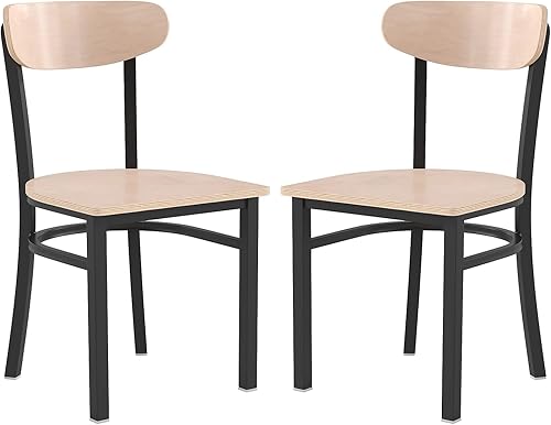 Miniatura 227 de Flash Furniture Wright - Silla de comedor de grado comercial, asiento de madera maciza con acabado de nogal y respaldo de boomerang, 500 libras de