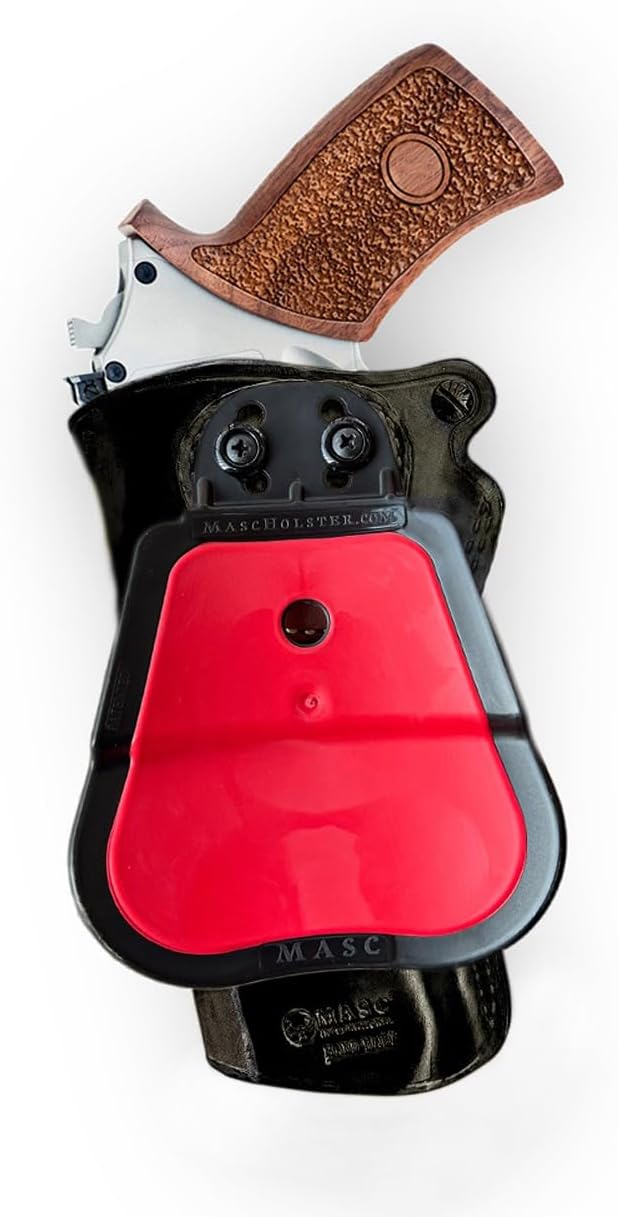 Masc Premium Leather OWB Paddle Holster with Open Top Fits, Rhino 50DS 357 Mag/9mm 5" Barrel, Right Hand Draw, Black Color #1265#