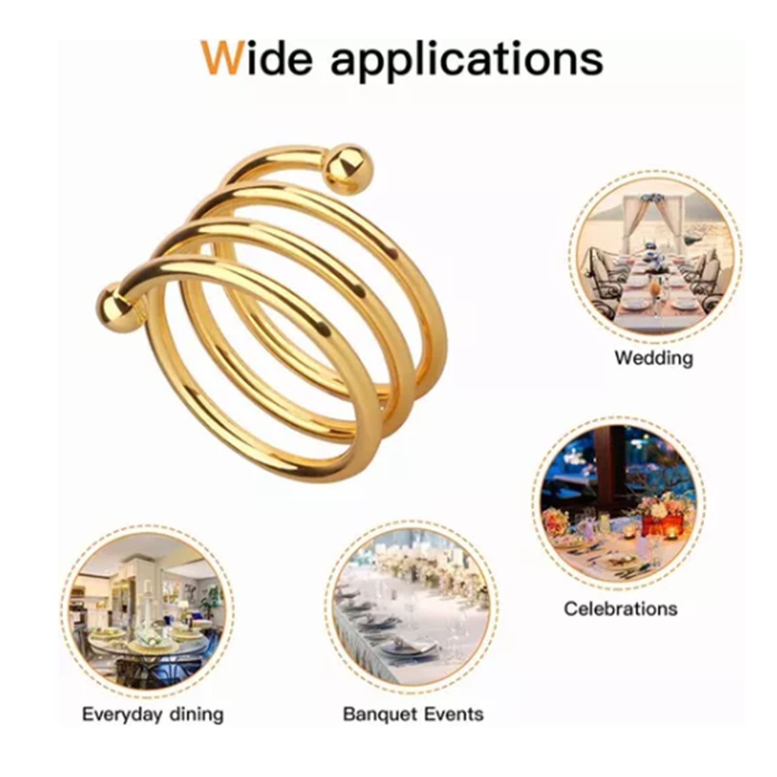 Gsycle 12Pcs Napkin Rings,Gold Napkin Rings Spiral Round Metal Napkin Buckle Metal Napkin Holder Ring for Dinner Table Decoration